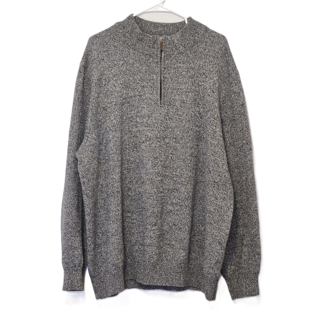 Oak Hill 2XLT Mens Gray Mock Neck Quarter Zip‎ Pullover Sweater Long Sleeve